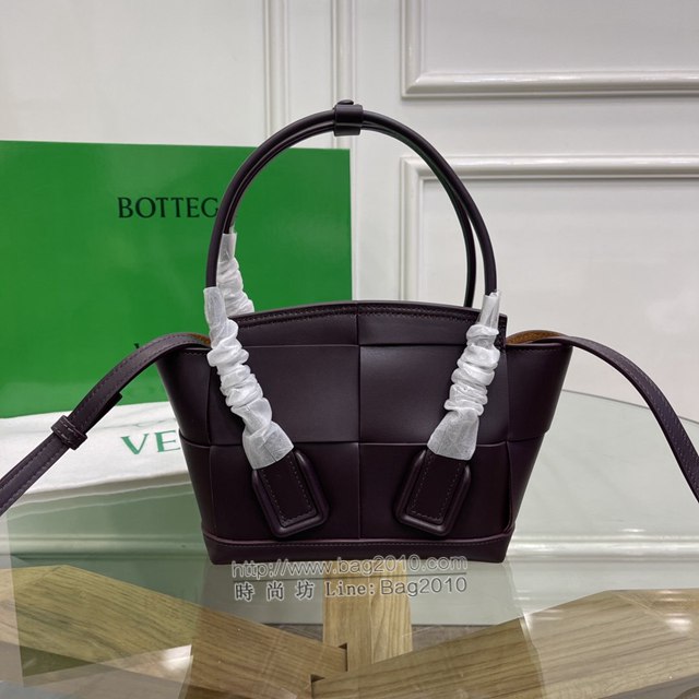 Bottega veneta高端女包 KF008 寶緹嘉新款Arco29 黑加紫 BV經典款mini平紋皮編織女手提包  gxz1124